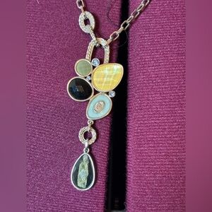 Lia Sophia Silver Necklace With Multi-Stone Necklace